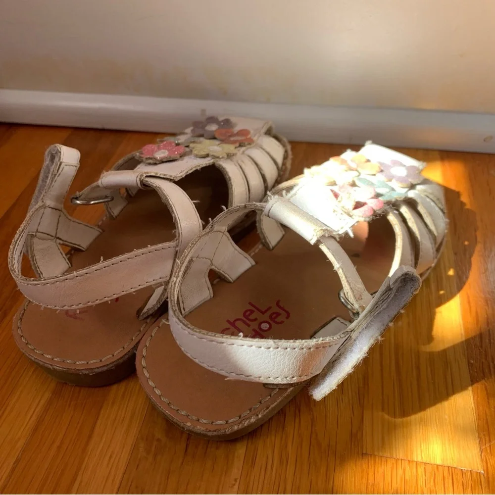 Strappy White Sandals Heart Butterfly Flower Strap Closure Size 9 Toddler Girl